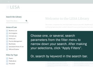 LESA Library Filter Menu